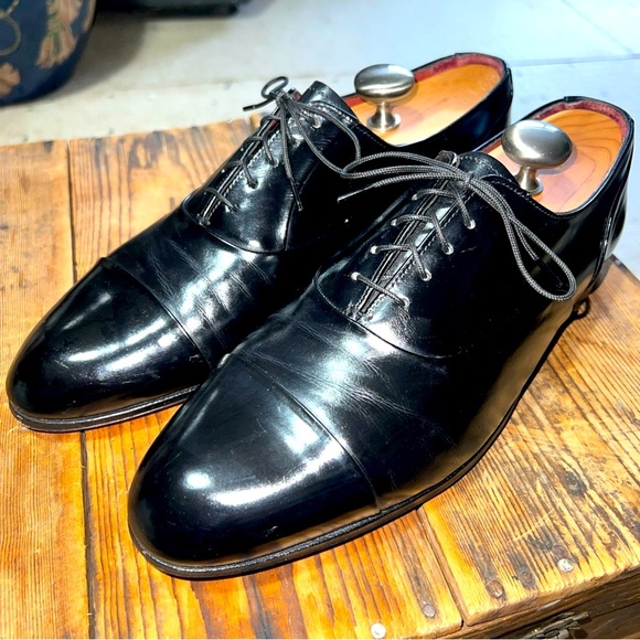 VNTG Florsheim Royal Imperial Cap-Toe Oxfords 94325Black Sz. 10D